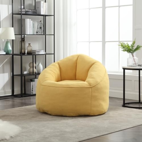 Yellow Memory Foam Bean Bag Chair with Ottoman O6992
