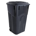 32 Gallon Black Plastic Garbage Can with Attached Lid U78643