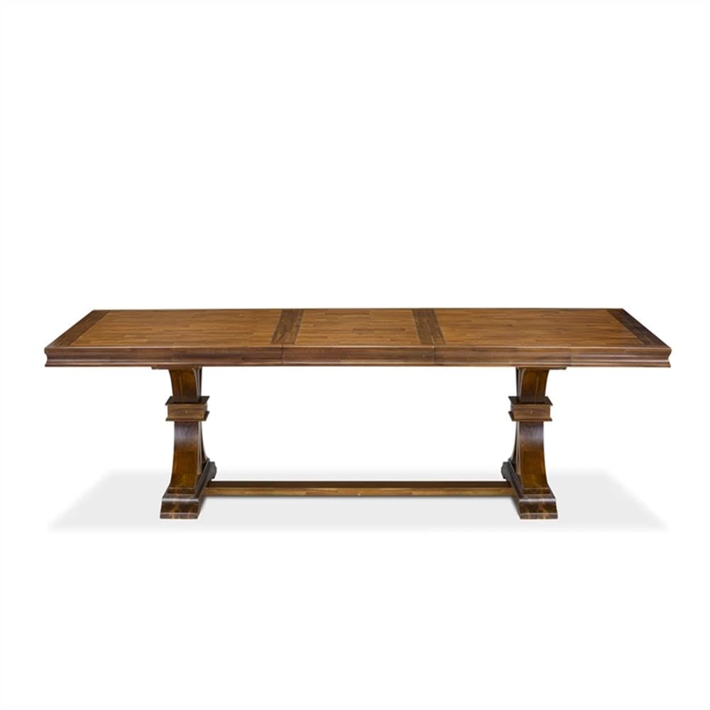 9-Piece Acacia Wood Dining Table Set with 8 Dark Grey Chairs P769