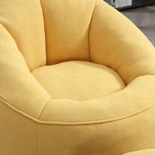 Yellow Memory Foam Bean Bag Chair with Ottoman O6992