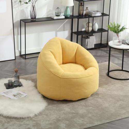 Yellow Memory Foam Bean Bag Chair with Ottoman O6992