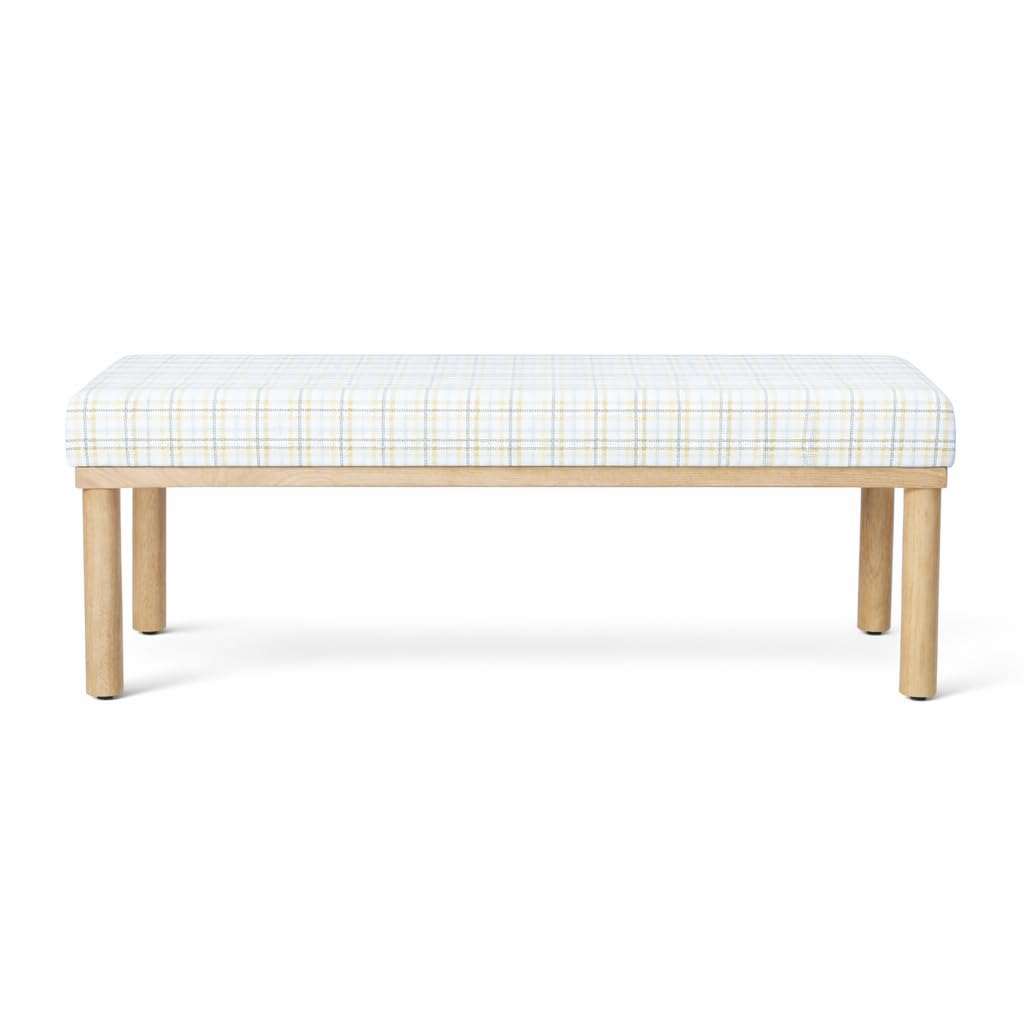 Natural Plaid Woven Fabric Bench M6878