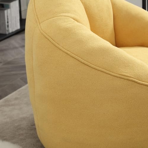 Yellow Memory Foam Bean Bag Chair with Ottoman O6992