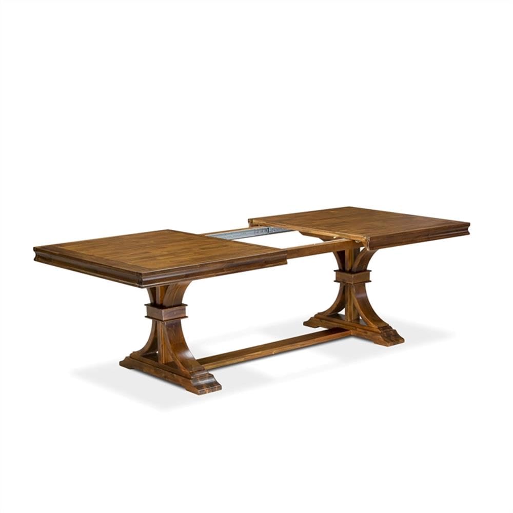 9-Piece Acacia Wood Dining Table Set with 8 Dark Grey Chairs P769