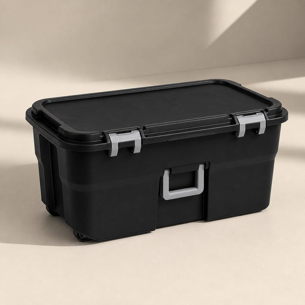 22 Gallon Wheeled Black Storage Trunk Q1876