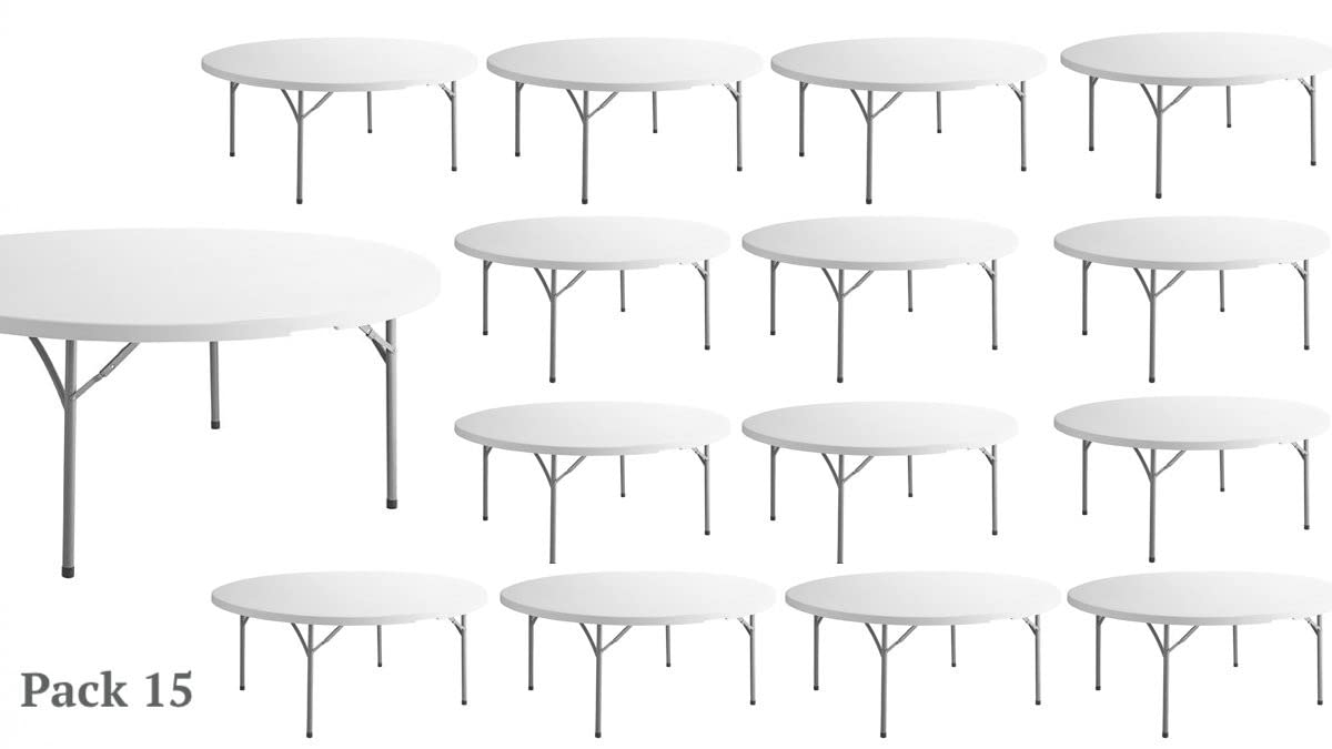 White 6 Ft Round Plastic Folding Table S8830