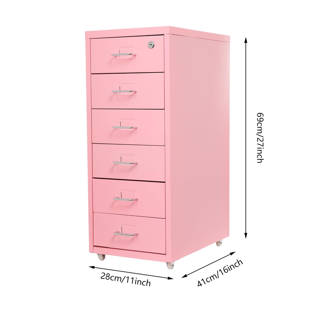 6 Drawer Lockable Metal Mobile File Cabinet with 4 Wheels A746