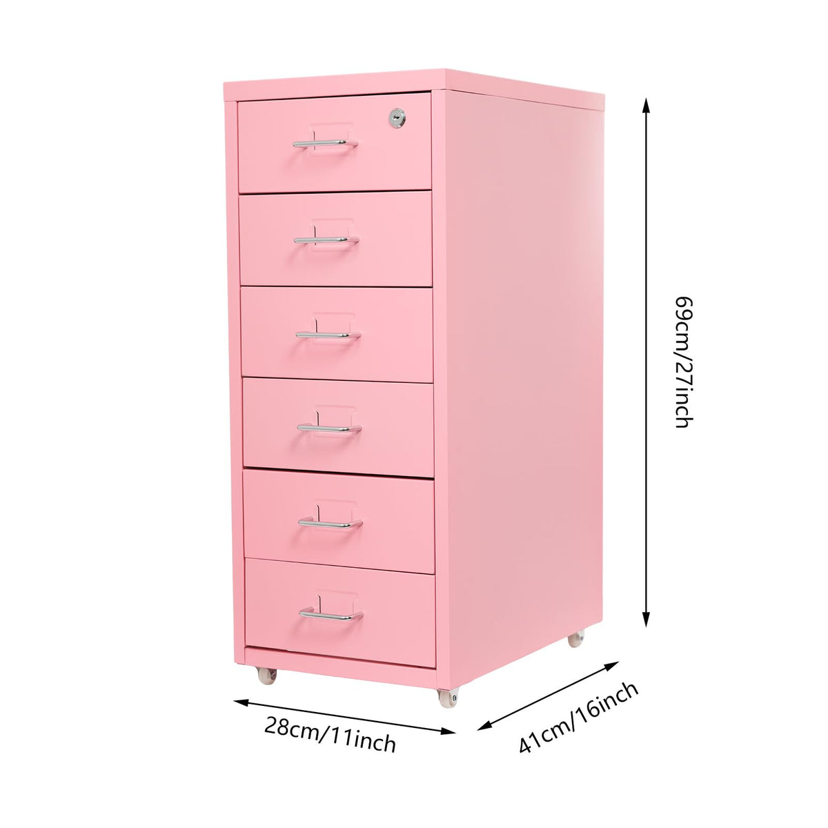 6 Drawer Lockable Metal Mobile File Cabinet with 4 Wheels A746