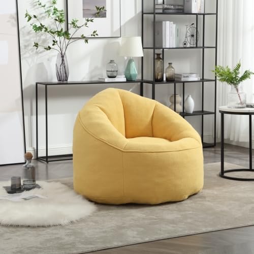 Yellow Memory Foam Bean Bag Chair with Ottoman O6992