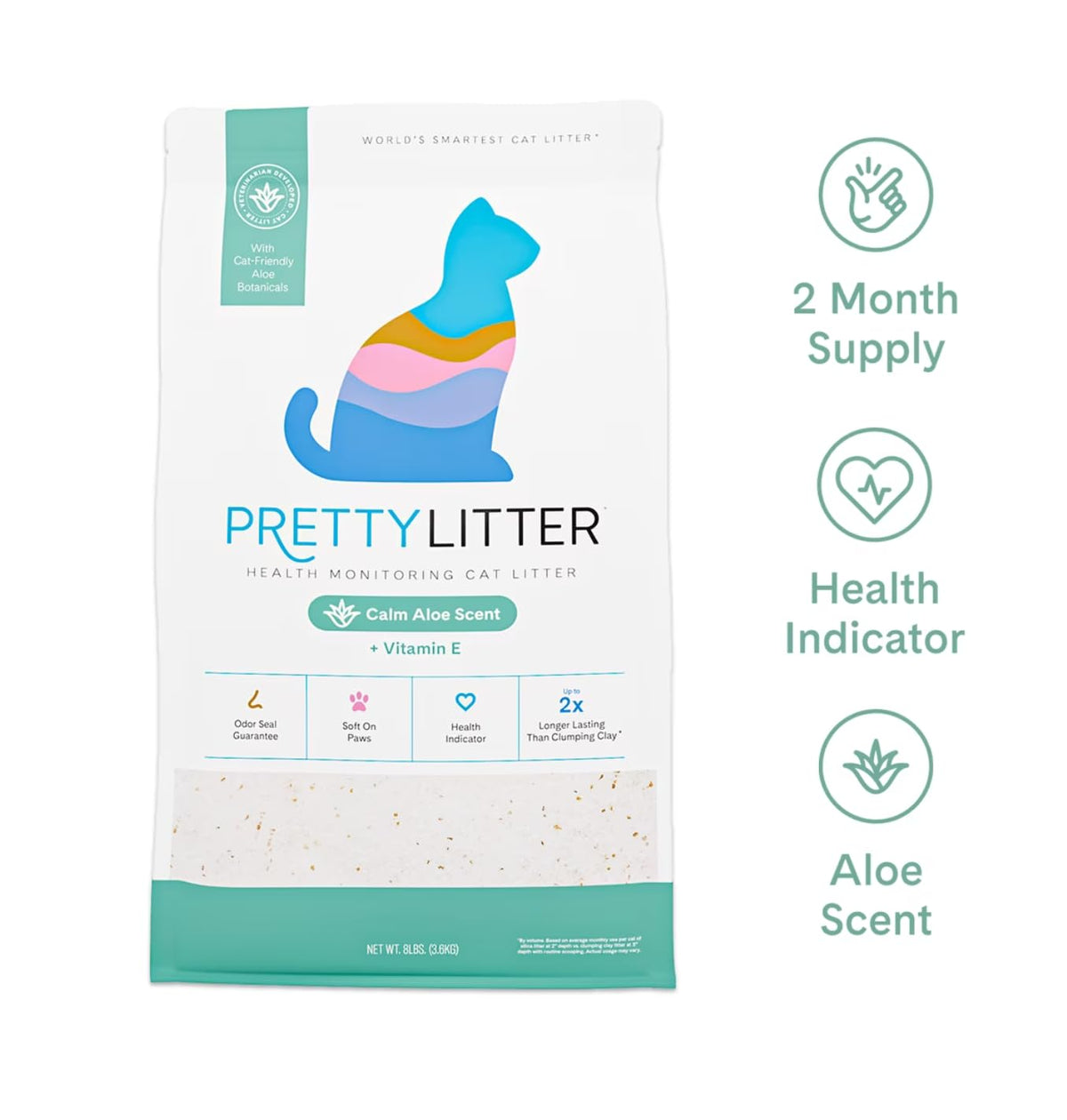 Cat Litter, Calm Aloe Scent with Vitamin E, Non-Clumping Silica Crystals, 8 Lbs H50800