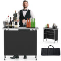 Portable 2-Tier Mobile Bar Table with Black Skirt Y770092