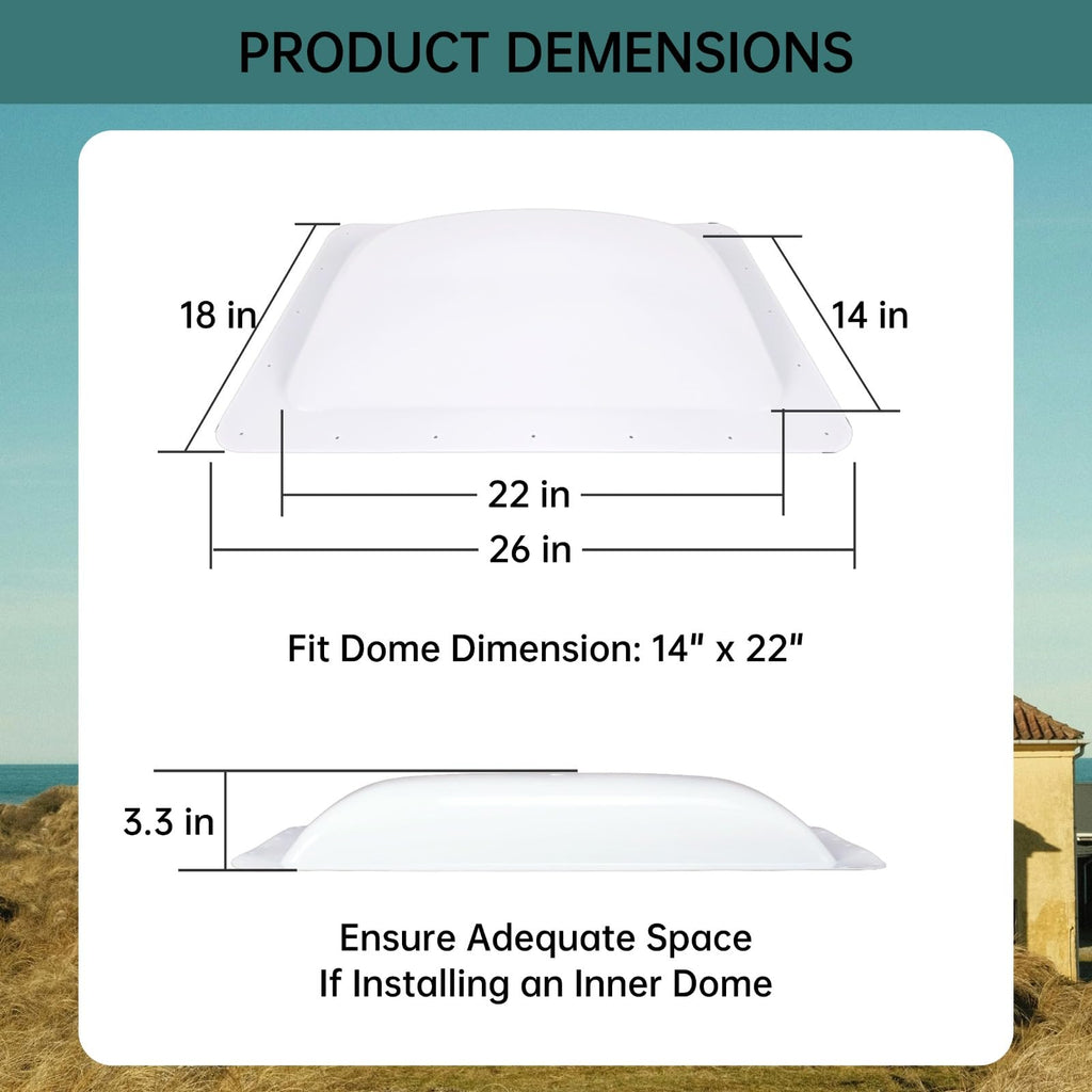 18" x 26" White RV Skylight Replacement R3106