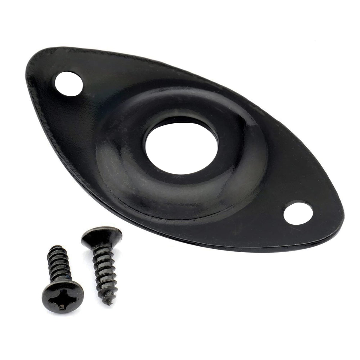 Black Curved Recessed Oval Guitar Jack Plate L530