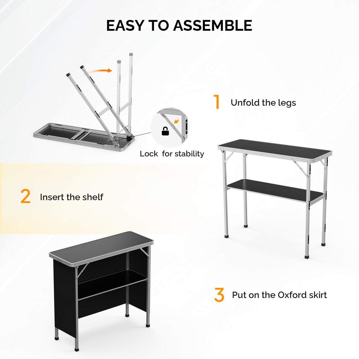 Portable 2-Tier Mobile Bar Table with Black Skirt Y770092