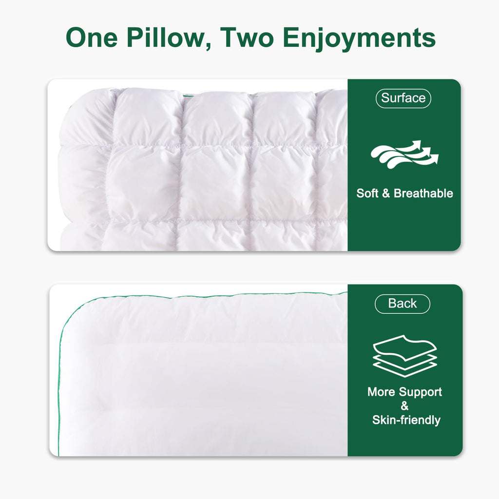 Fluffy Support Bed Pillow Queen Size Set of 2 White C5949