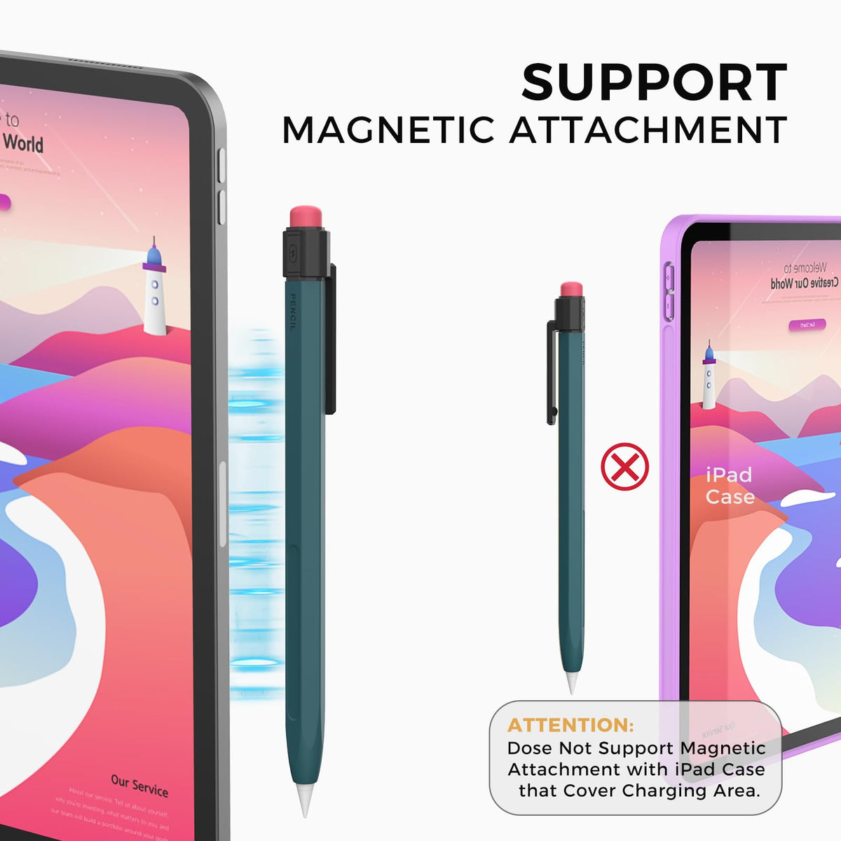 Apple Pencil Pro Silicone Case with Clip Deep Green W9455
