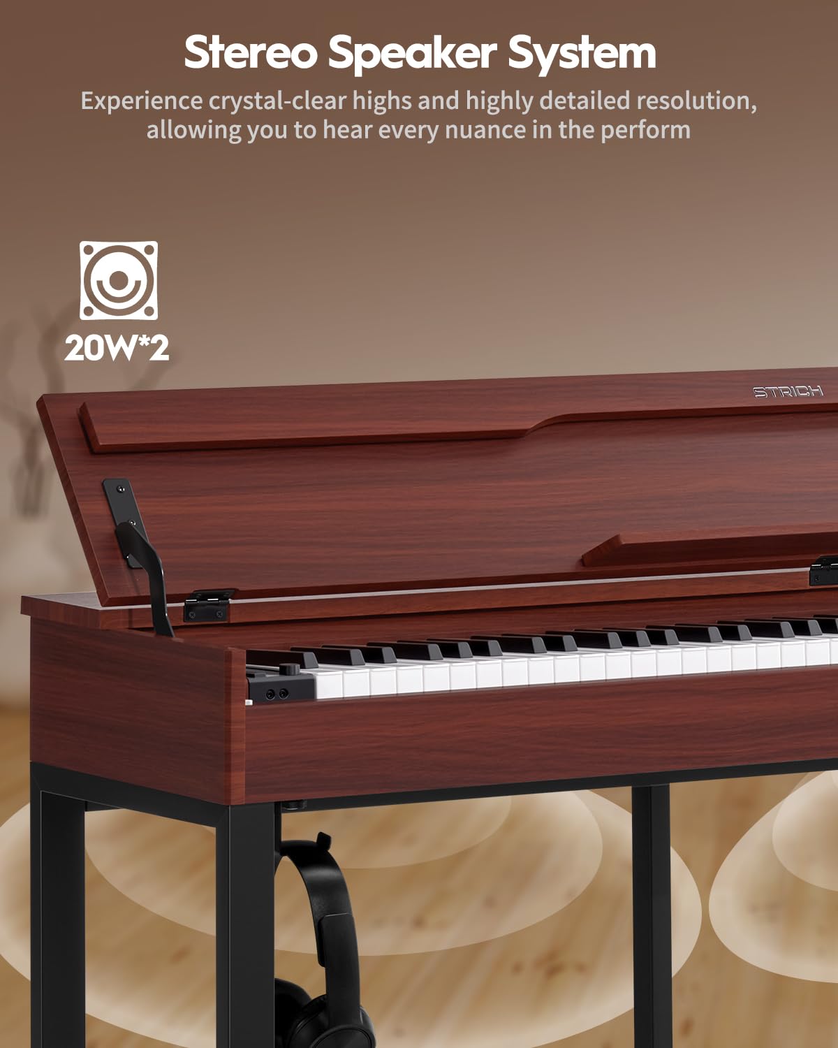 88 Keys Hammer-Action Fully Weighted Digital Piano with Furniture Stand L6869