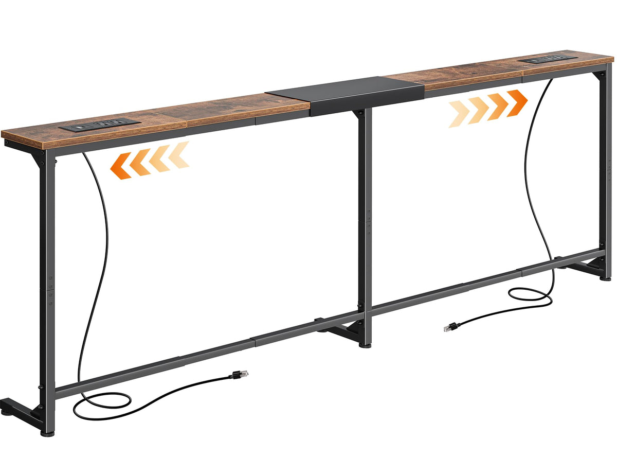 Extendable Behind Couch Table with Outlets D264