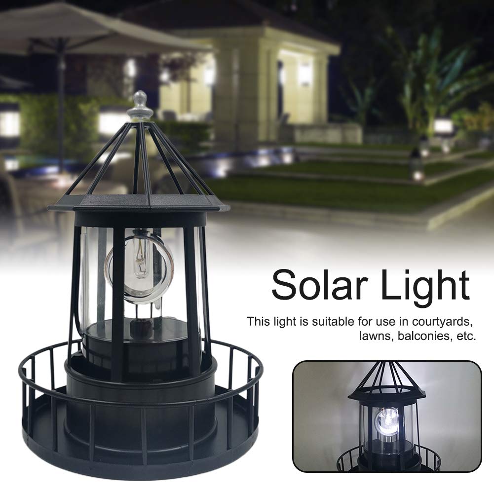 Solar Powered Rotating Waterproof Lighthouse Statue Lights M2978