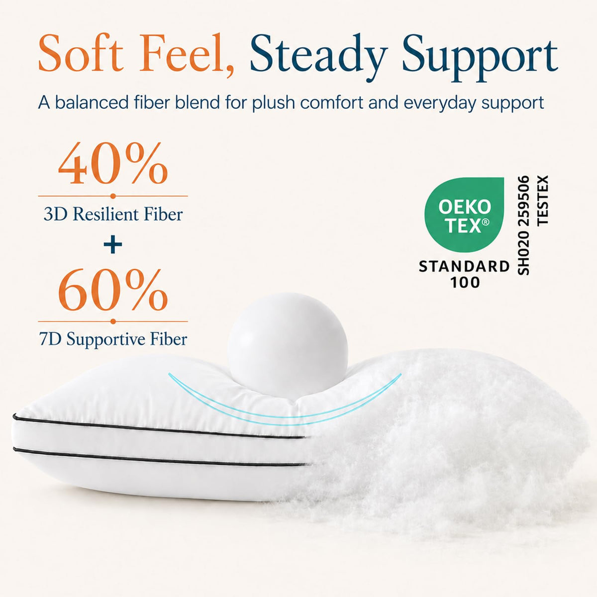 Queen Size Set of 2 Gusseted Bed Pillow M5209