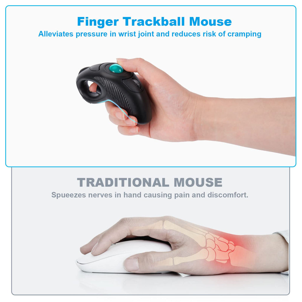 Wireless USB Handheld Finger Trackball Mouse Y6554