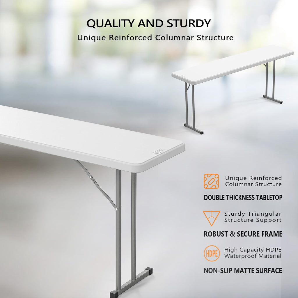 White 6 FT Narrow Folding Table R92300