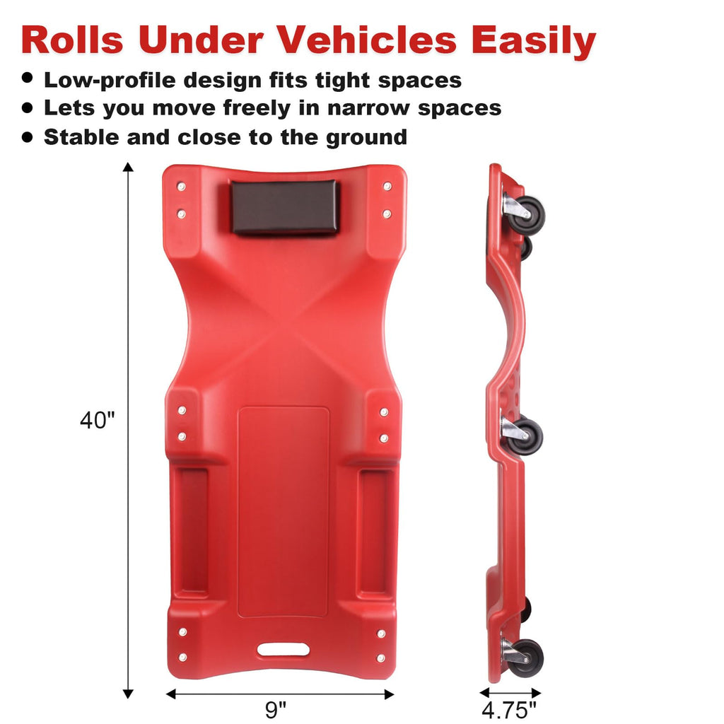 40 Inch Heavy Duty 500 lbs Rolling Car Creeper with Padded Headrest J46692