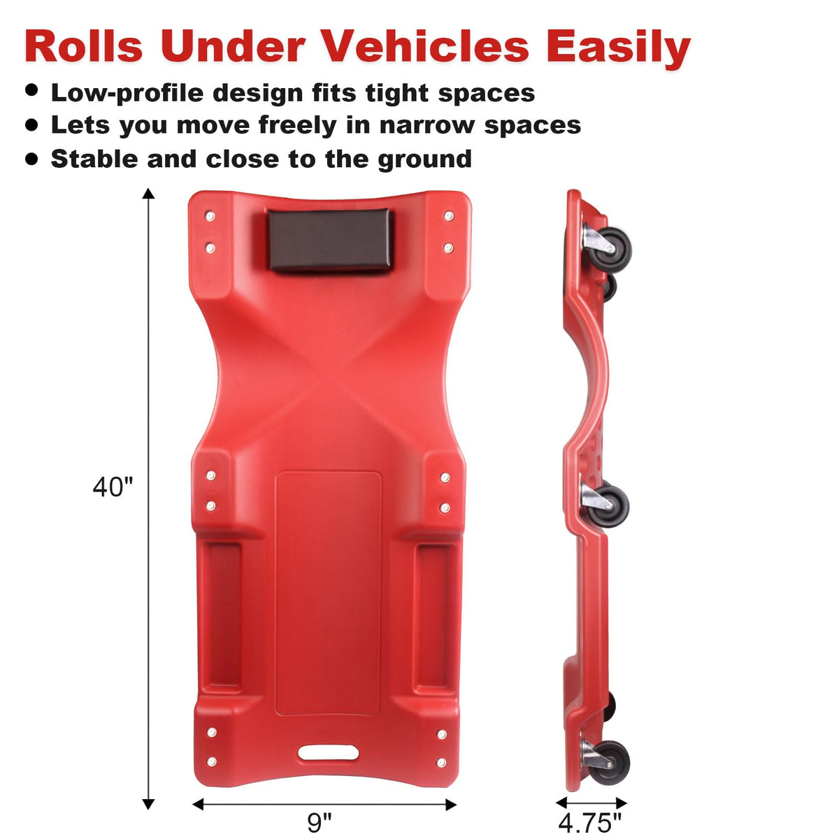 40 Inch Heavy Duty 500 lbs Rolling Car Creeper with Padded Headrest J46692