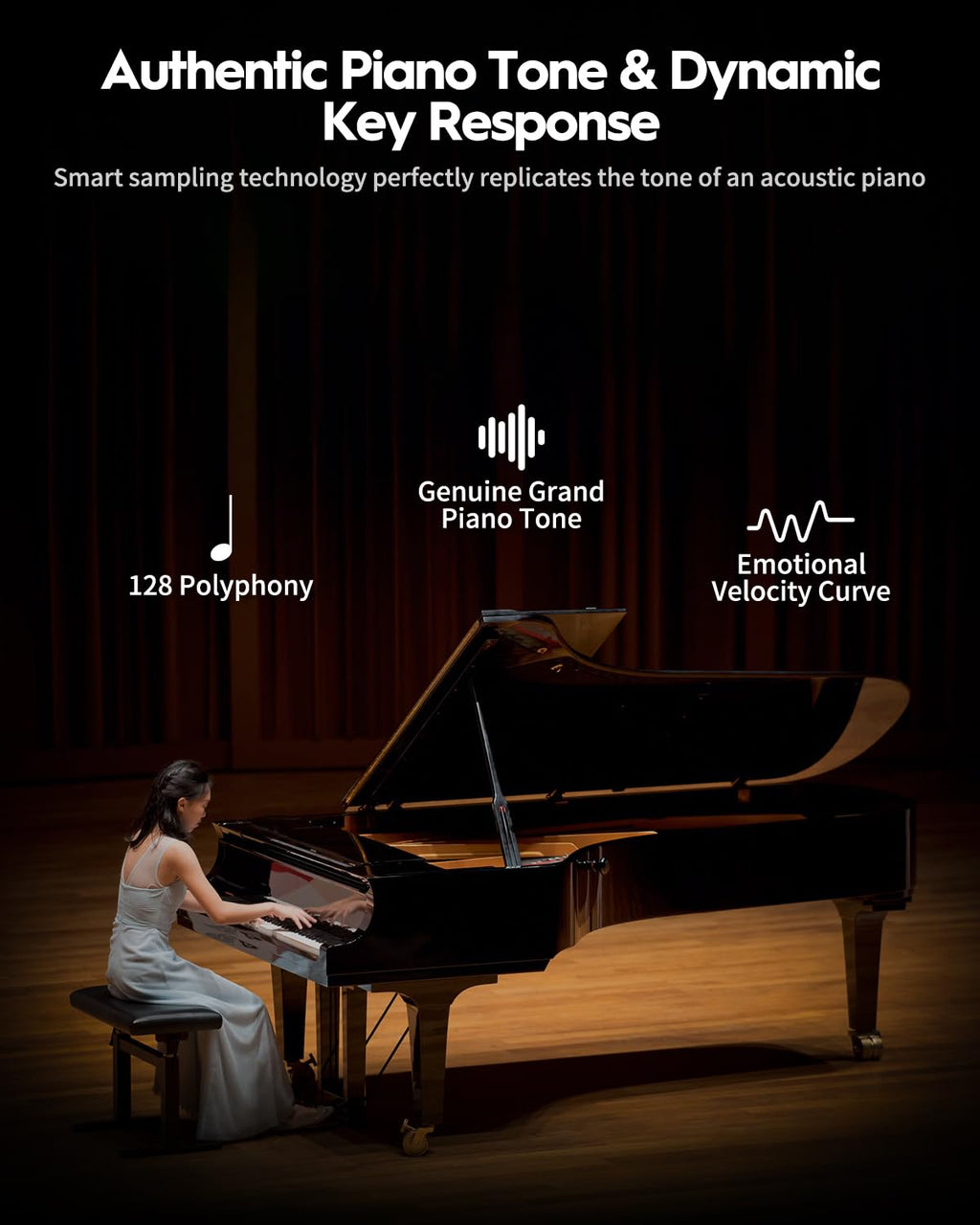88 Keys Hammer-Action Fully Weighted Digital Piano with Furniture Stand L6869