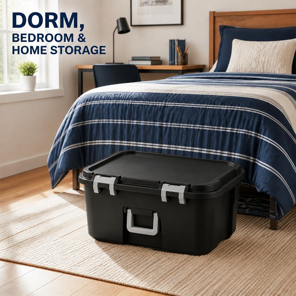 22 Gallon Wheeled Black Storage Trunk Q1876