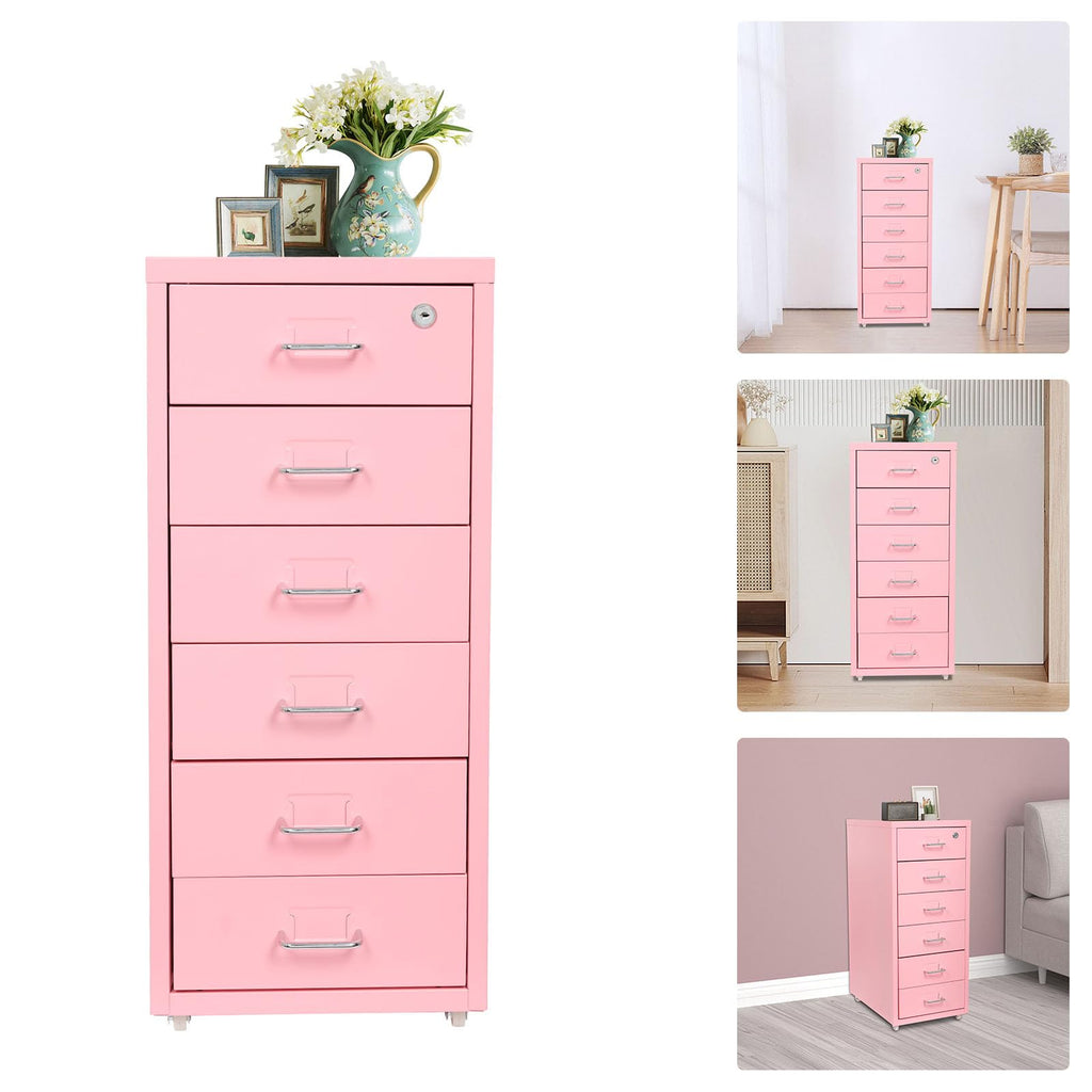 6 Drawer Lockable Metal Mobile File Cabinet with 4 Wheels A746