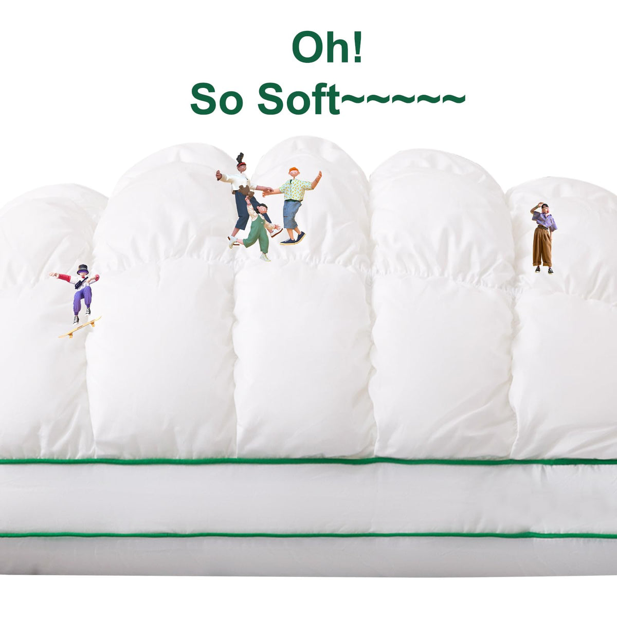 Fluffy Support Bed Pillow Queen Size Set of 2 White C5949