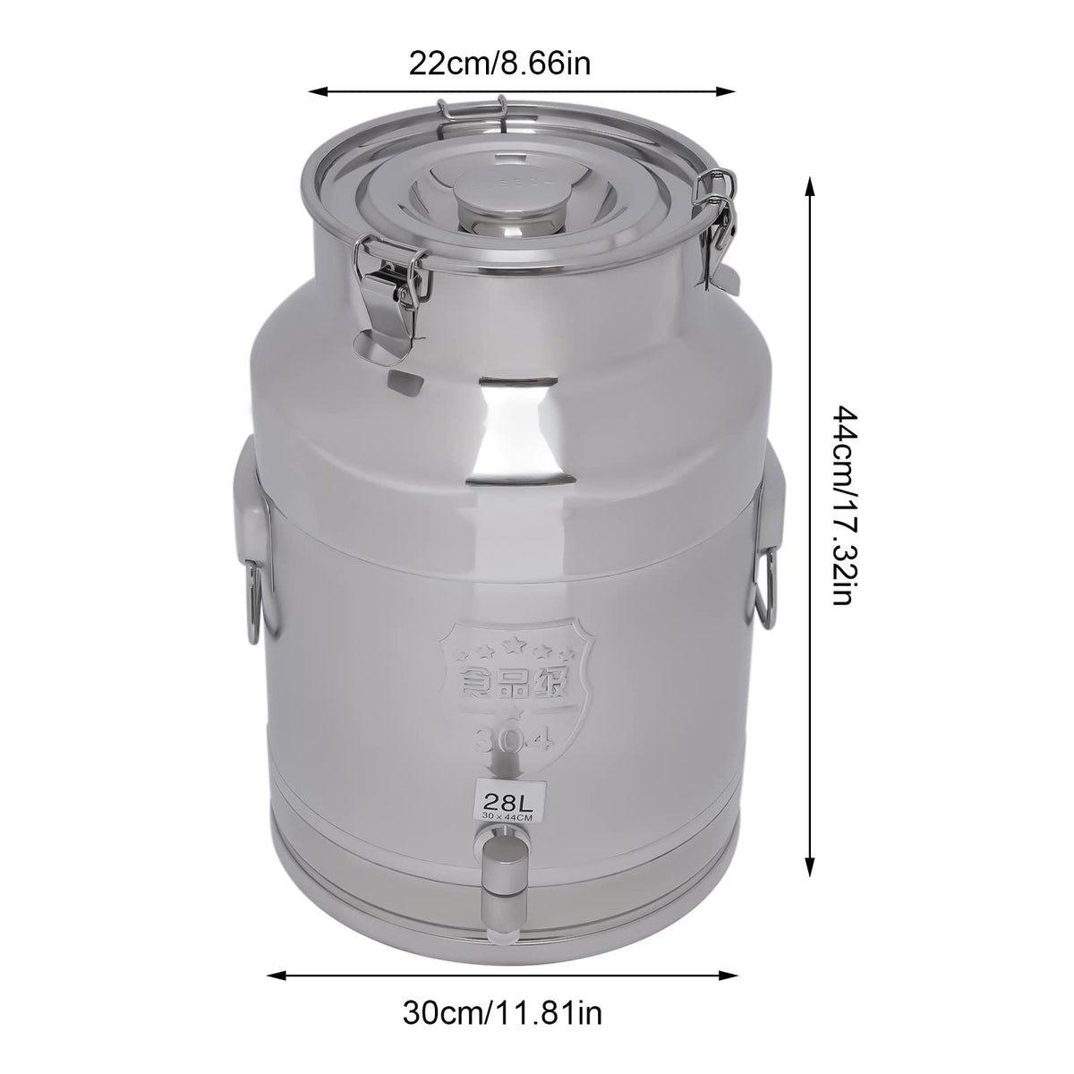 304 Stainless Steel 28L Sealed Lid Faucet Milk Can E15907