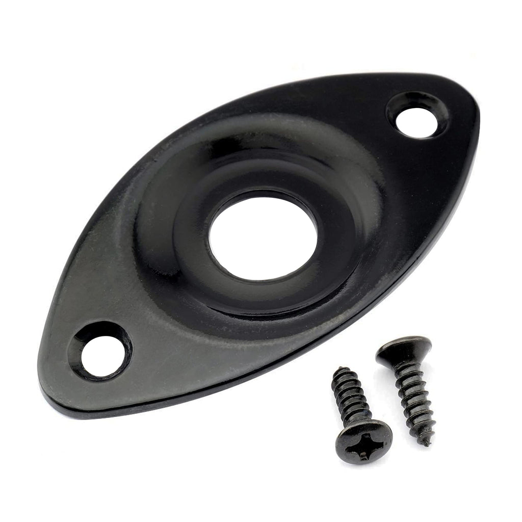 Black Curved Recessed Oval Guitar Jack Plate L530