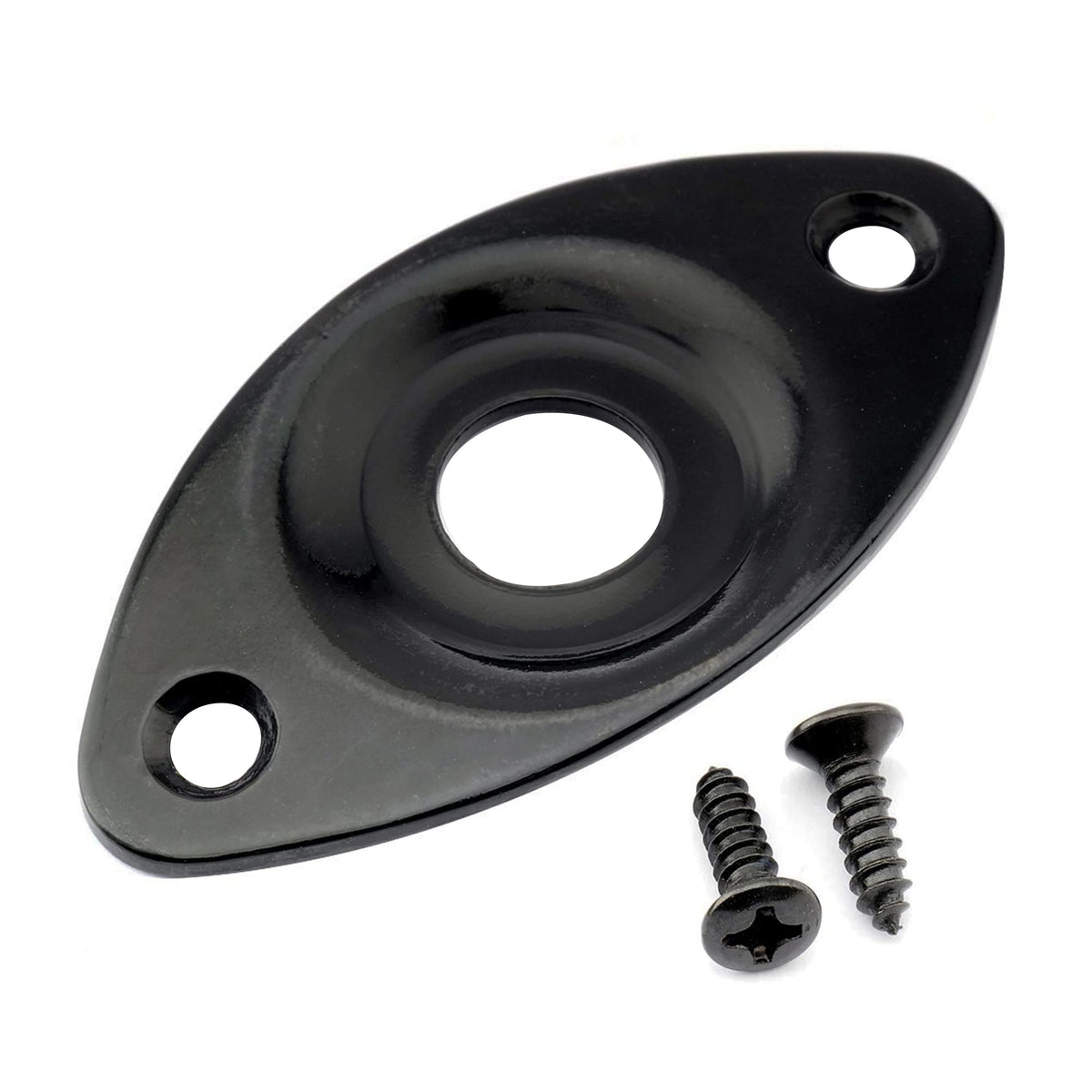 Black Curved Recessed Oval Guitar Jack Plate L530