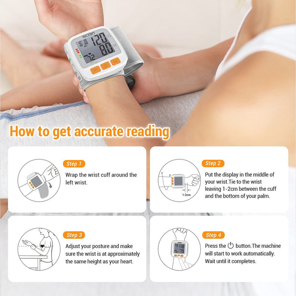 Wrist Blood Pressure Cuff with Adjustable Cuff and LCD Display M770655