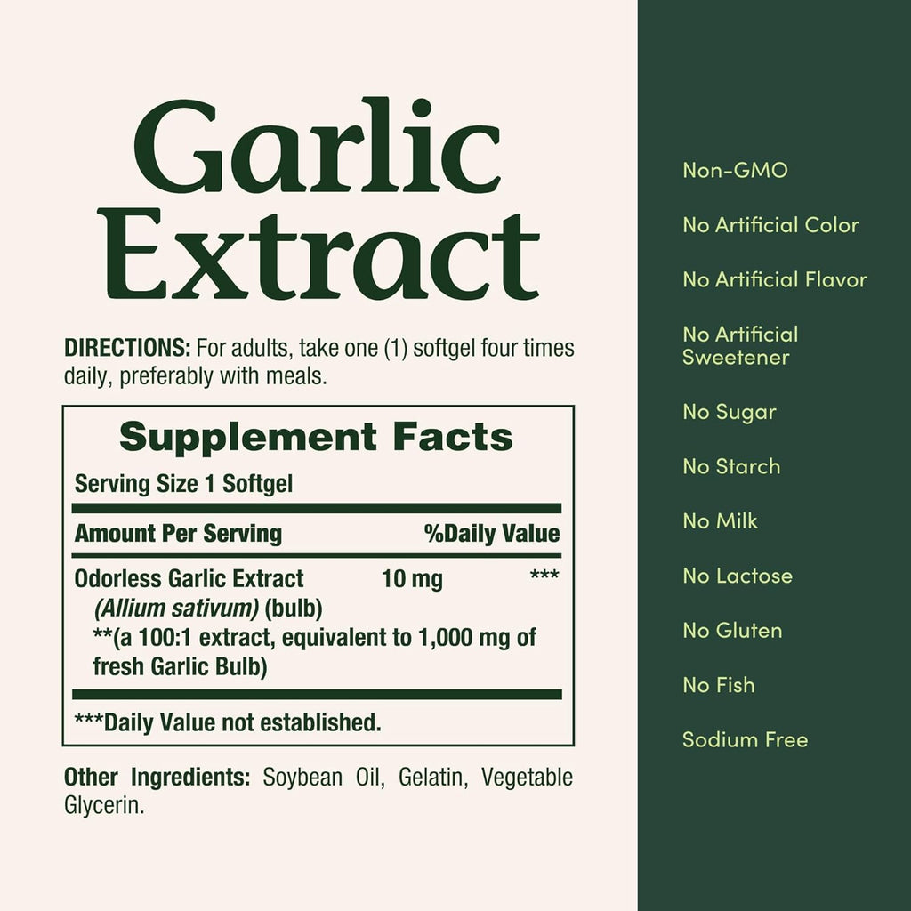 Garlic Extract Supplement, 1000mg, 100 Count E95266