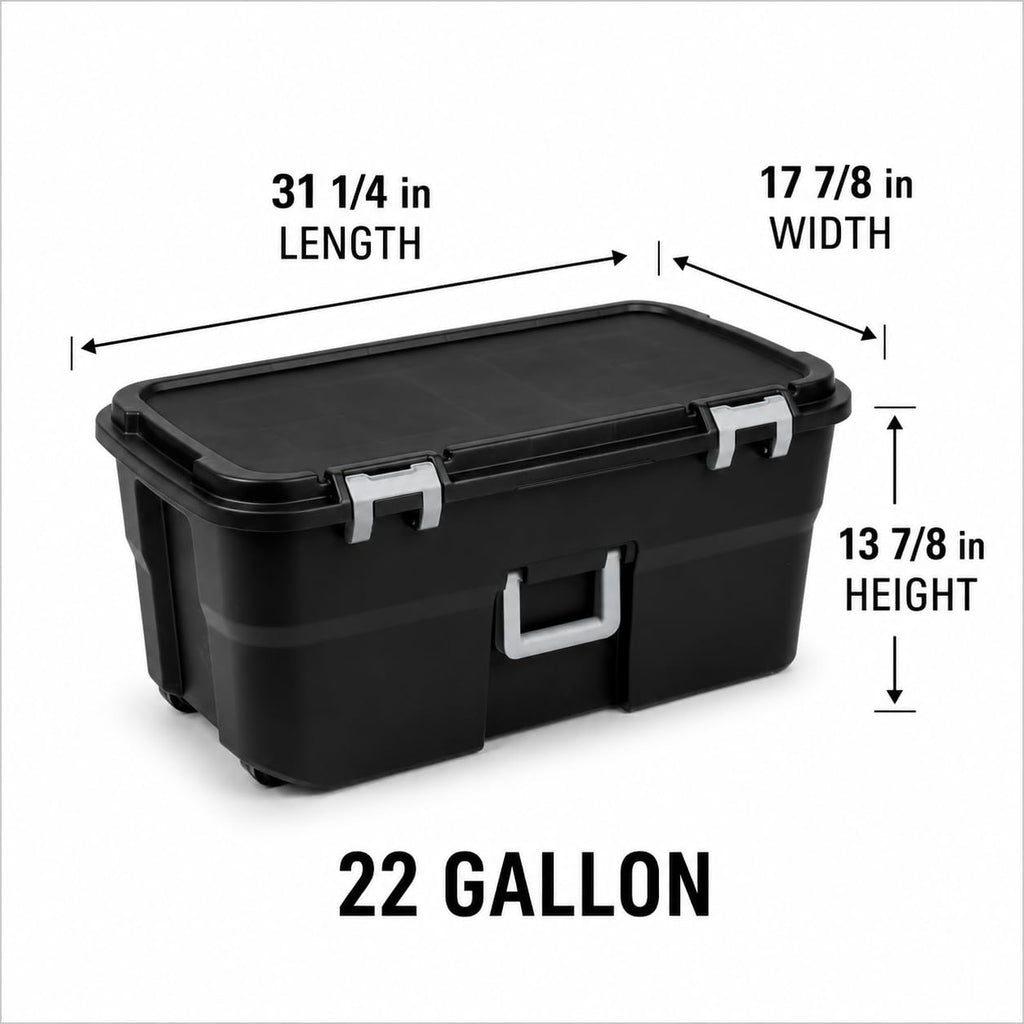 22 Gallon Wheeled Black Storage Trunk Q1876