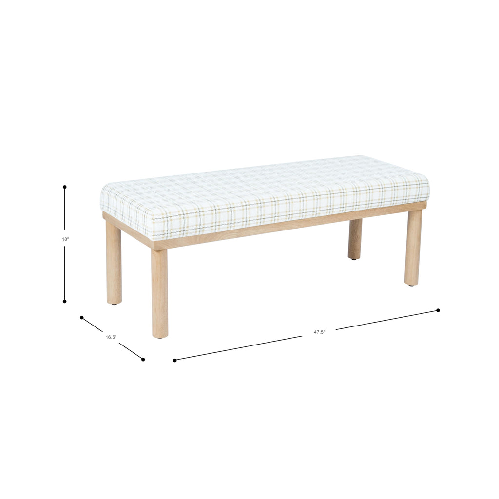 Natural Plaid Woven Fabric Bench M6878