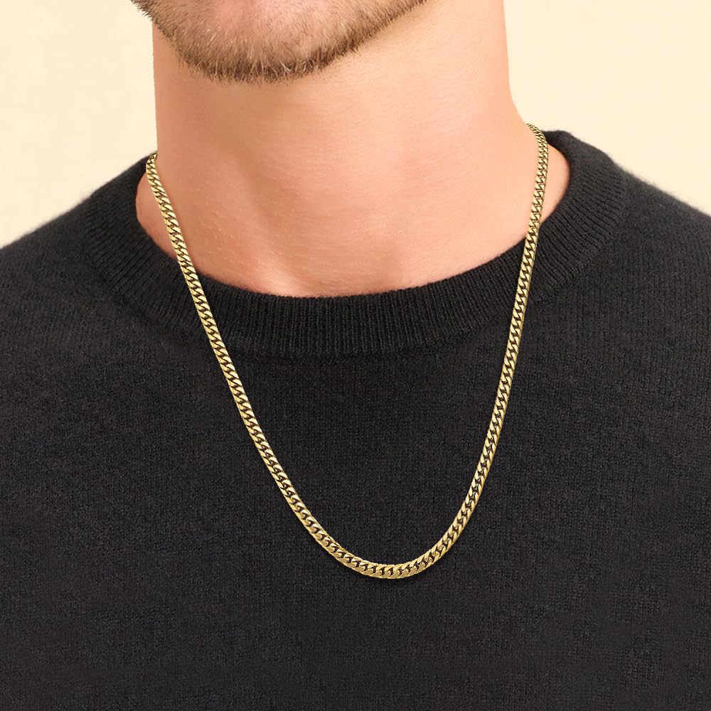 14K Yellow Gold Cuban Link Chain Necklace I4486