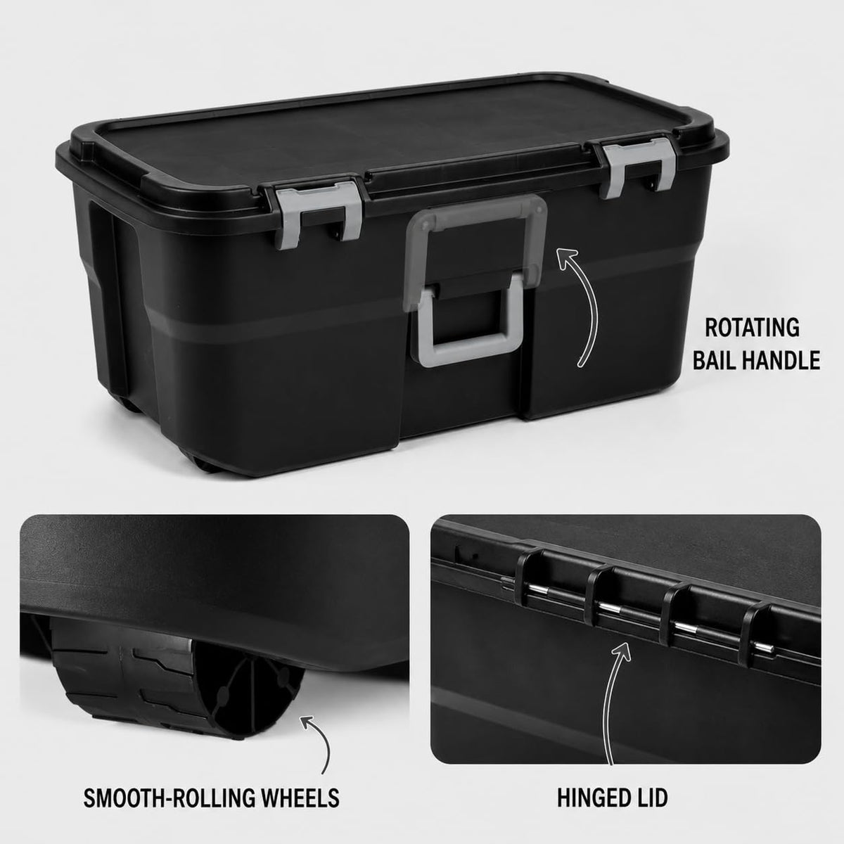 22 Gallon Wheeled Black Storage Trunk Q1876