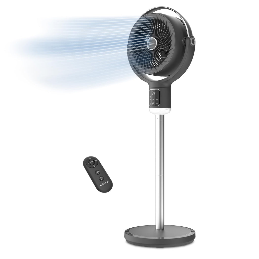 Pedestal Fan with Remote Control, Adjustable Height, Night Light, Gray C220281