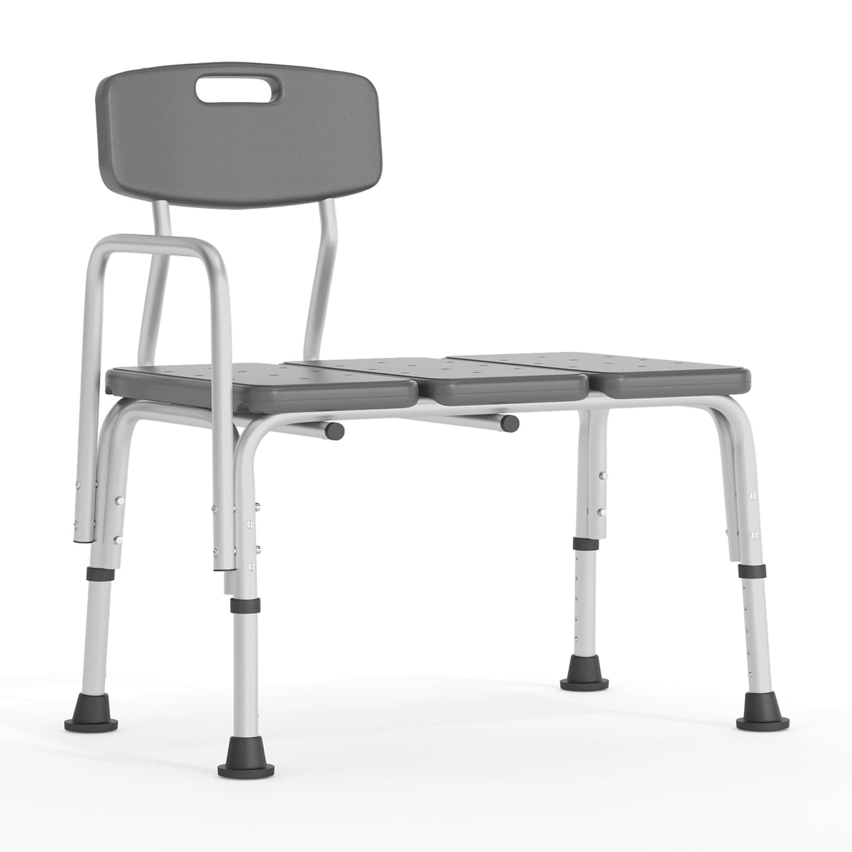 Adjustable Gray Bath & Shower Transfer Bench with Back and Side Arm Q303959