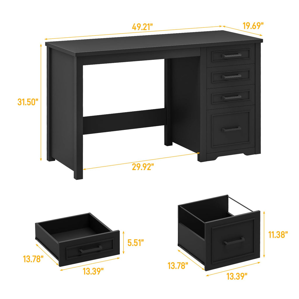 Black Executive Desk with File Drawer V7423