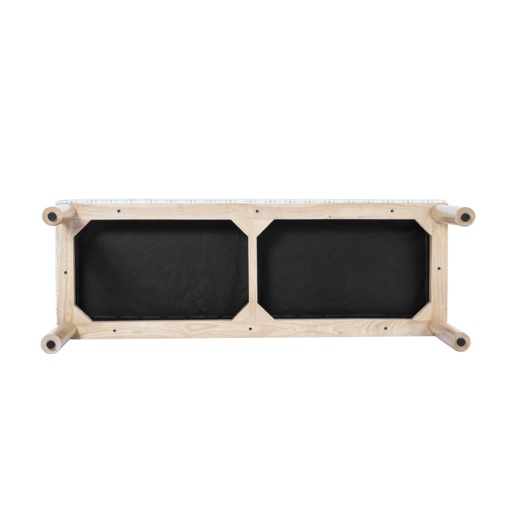 Natural Plaid Woven Fabric Bench M6878