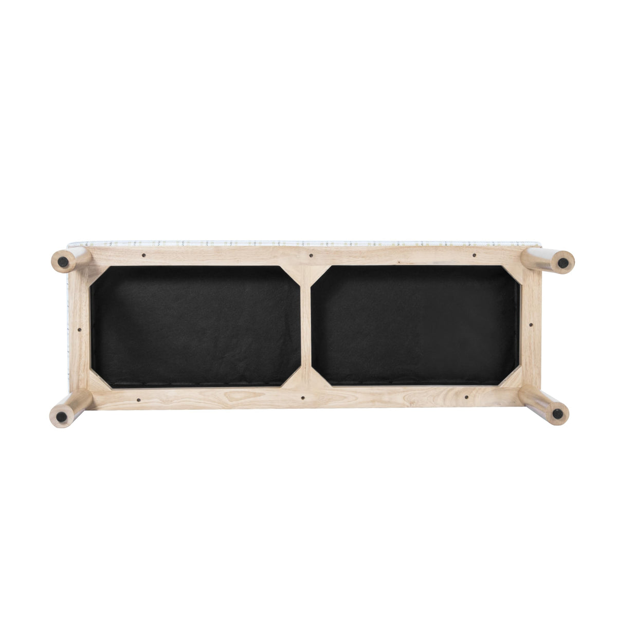 Natural Plaid Woven Fabric Bench M6878