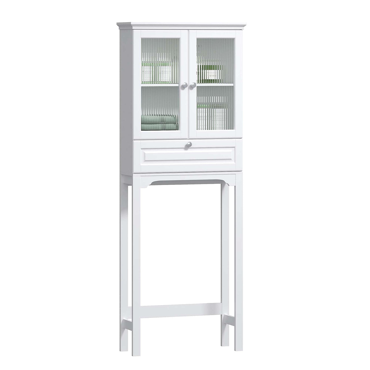 Over the Toilet Storage Cabinet with Glass Doors, White X517