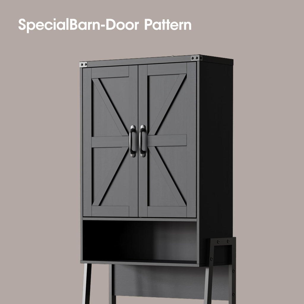Over The Toilet Storage Cabinet with 2-Door Design Black Y2571