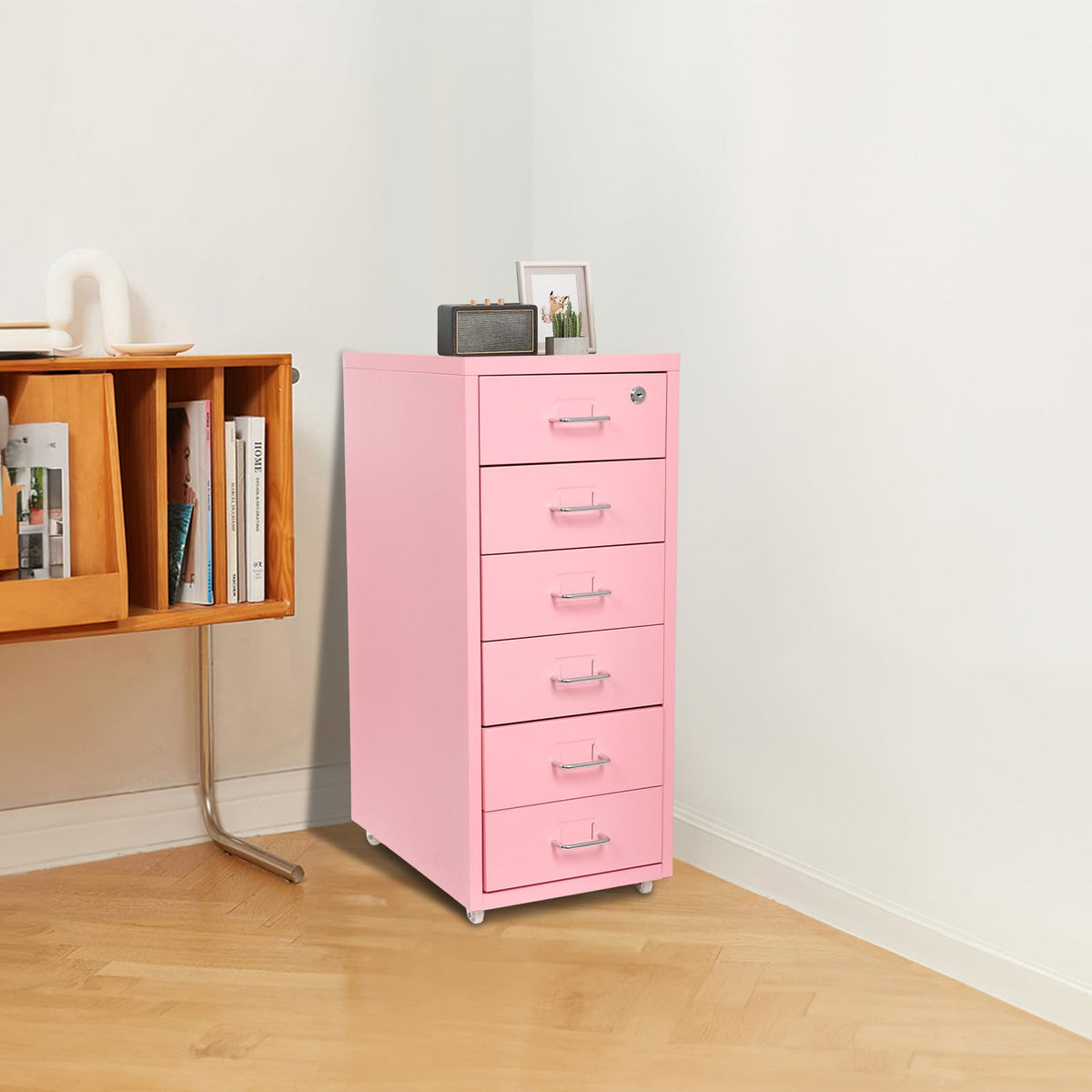 6 Drawer Lockable Metal Mobile File Cabinet with 4 Wheels A746