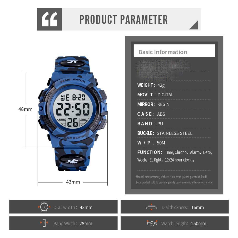 Camouflage Pu Strap Digital Display Waterproof Watch G979011